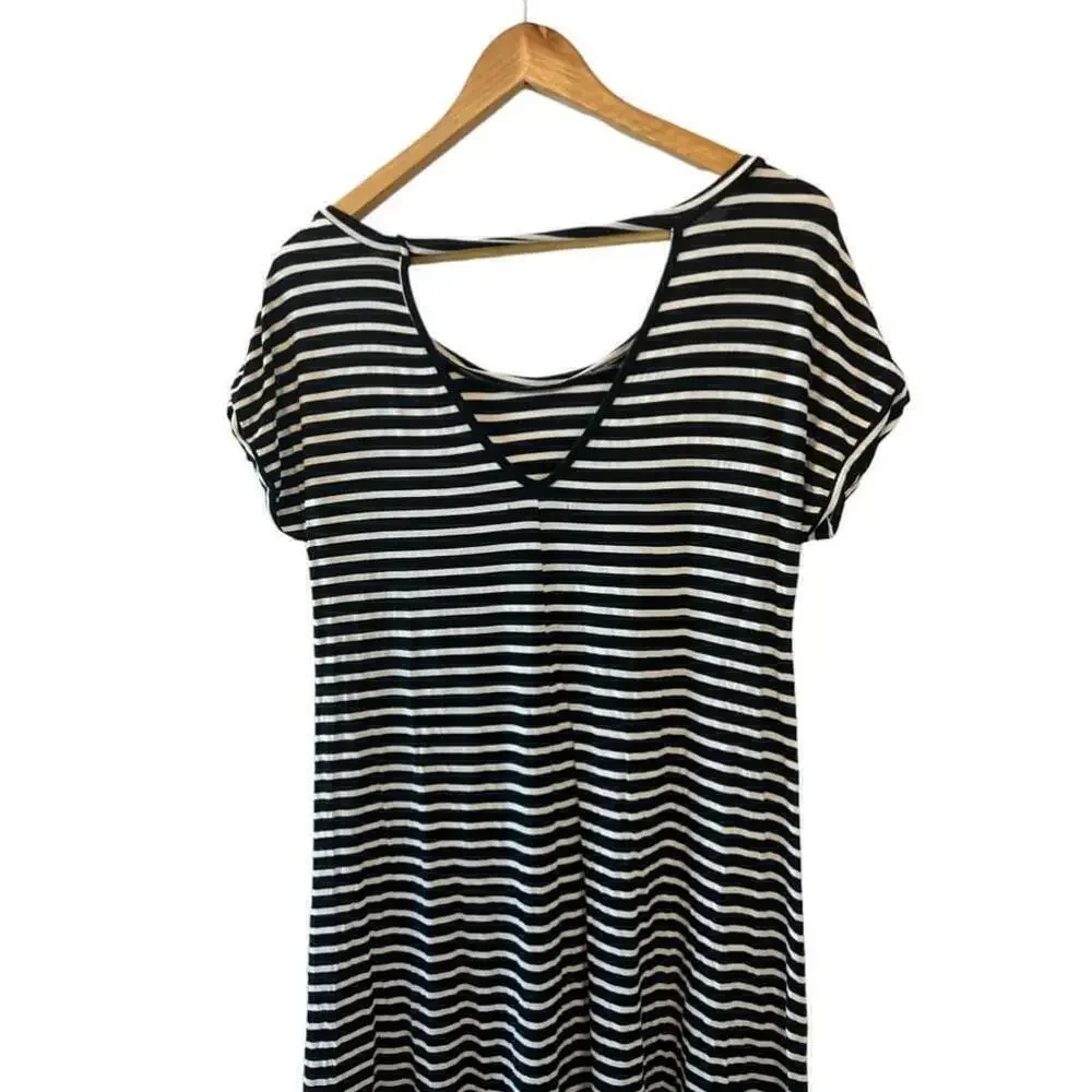 AMERICAN EAGLE Black & White Stripe Scoop Neck Short Sleeve Lightweight Dress XS - Picture 6 of 9
